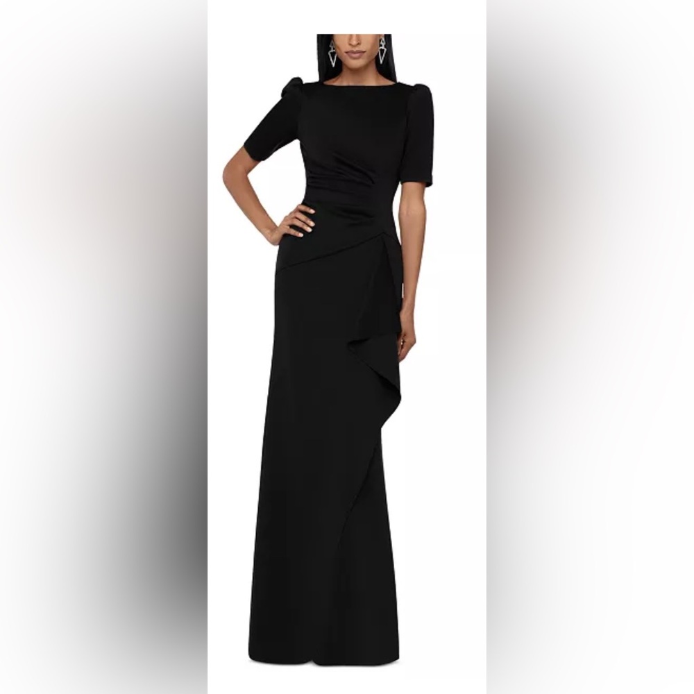Xscape Evenings Ruffle Puff Sleeve Gown